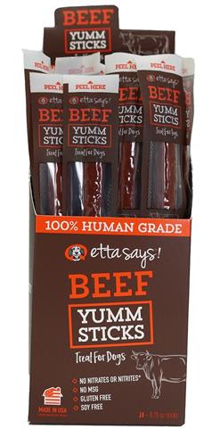 Etta Says! Beef Yumm Sticks Dog Chew Display Box 24ct