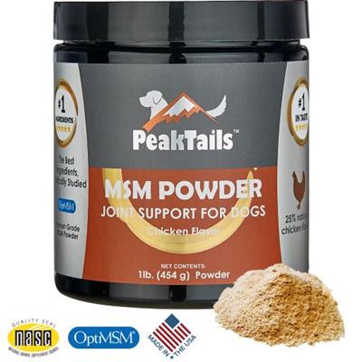 PeakTails MSM Powder - Chicken Flavor, 1 lb.