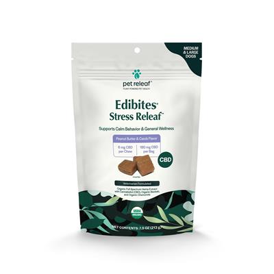 Pet Releaf Stress Releaf Peanut Butter Carob CBD Edibites for Large Dogs