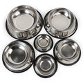 Stainless Steel Dog Cat Food Bowl Pets Quality Metal Pawprint Feeder Non-Slip Pet Feeding Container with Rubber Base Accessories