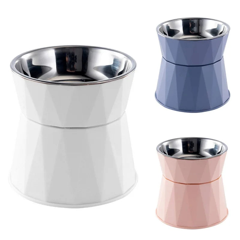 Stainless Steel Cat Bowl High Foot Dog Bowl Neck Protector Cat Food Water Bowl Anti-Overturning Bowl Pet Feeder Bowl Supplies