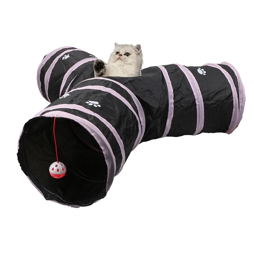 Foldable Pet Cat Tunnel Indoor and Outdoor Pet Cat Training Toys Cat Rabbit Animal Game Tunnel Tube Y-Shaped Joint Tunnel