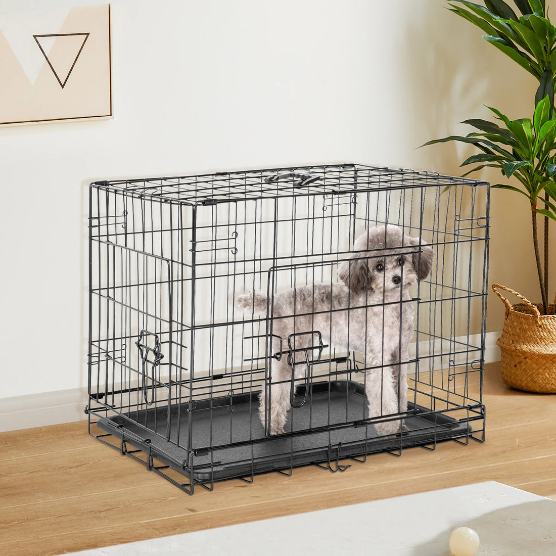 Double Door Folding Metal Wire Dog Crate